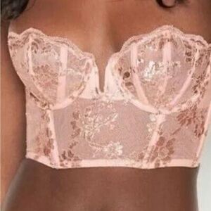 Elegant Lace Bustier in Pink and Gold